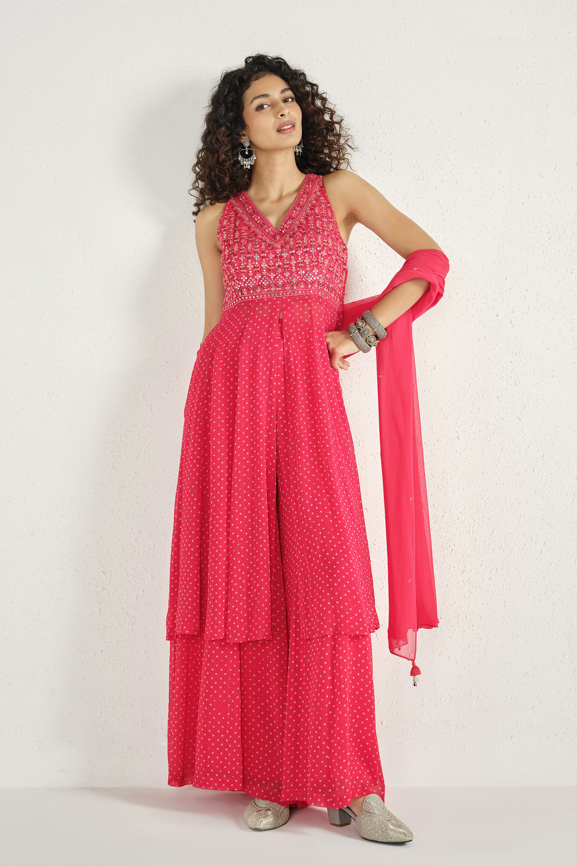 Mana Red Embroidered Anarkali Set, Red, image 2